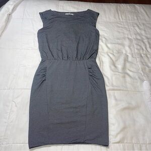 Athleta Micro Stripe Westwood Dress Size Small Sheath Boatneck Ruched Athletic